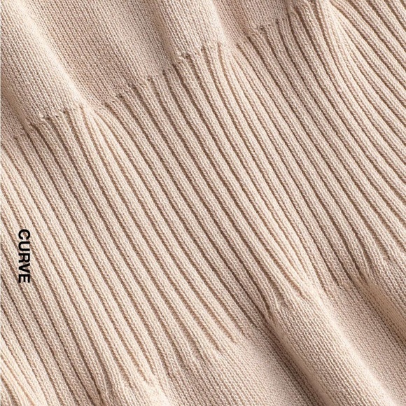 Cider Sweater Knit Dress Curve Collared V  High Slit Dress Plus Size 2X NEW Tan - Picture 3 of 14